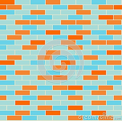 Cartoon seamless coloful flat brick wall texture. Vector Illustration