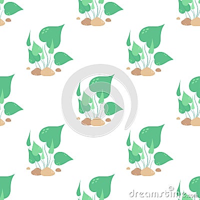 Cartoon seamless pattern with algae, vector illustration Vector Illustration