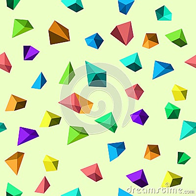 Cartoon seamless pattern, endless background with polygonal shapes Vector Illustration