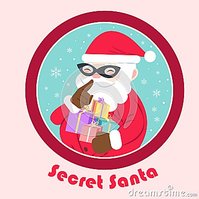 Cartoon secret santa Vector Illustration