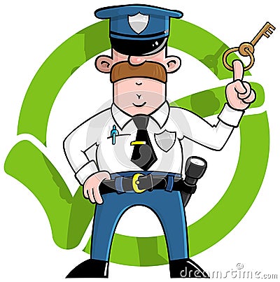 Cartoon Security Guard Stock Photo