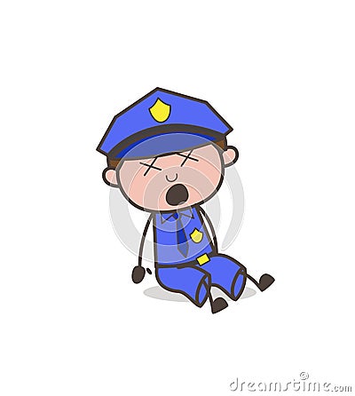 Cartoon Security-Guard Dizzy Face Expression Stock Photo