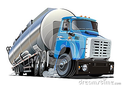 Cartoon semi tanker truck isolated on white background Vector Illustration