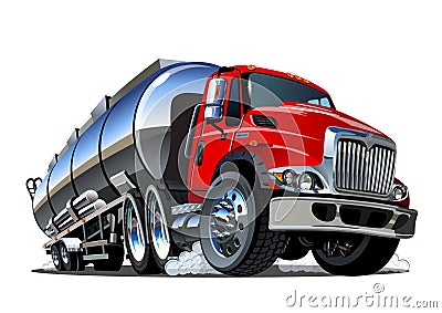 Cartoon semi tanker truck isolated on white background Vector Illustration