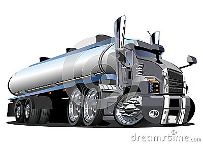 Cartoon semi tanker truck isolated on white background Vector Illustration