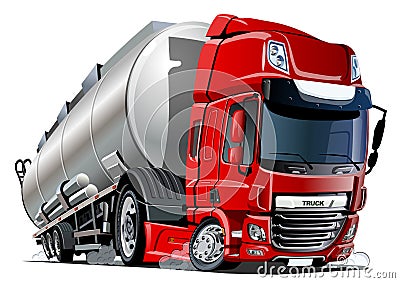 Cartoon semi tanker truck isolated on white background Vector Illustration