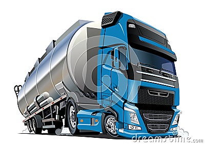 Cartoon semi tanker truck isolated on white background Vector Illustration