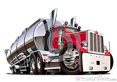 Cartoon semi tanker truck isolated on white background Vector Illustration