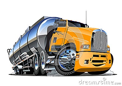 Cartoon semi tanker truck isolated on white background Vector Illustration