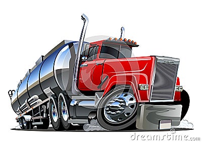 Cartoon semi tanker truck isolated on white background Vector Illustration