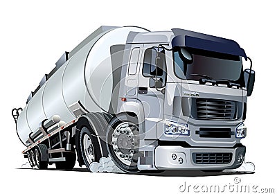 Cartoon semi tanker truck isolated on white background Vector Illustration