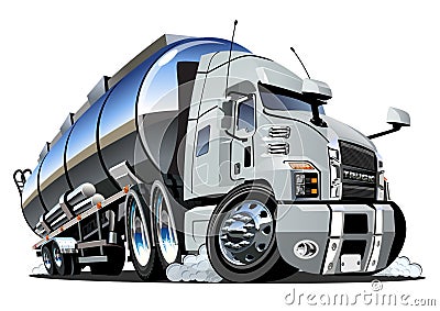 Cartoon semi tanker truck isolated on white background Vector Illustration