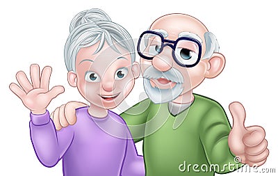 Cartoon Senior Couple Vector Illustration