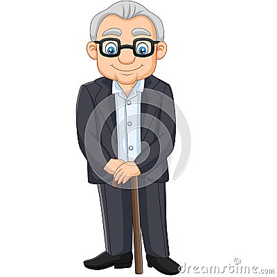 Cartoon senior elderly old man Vector Illustration