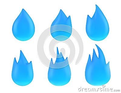 Cartoon set of blue water drops Cartoon Illustration