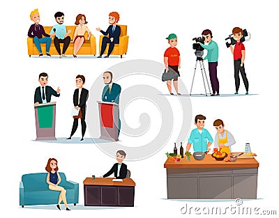 Talk Show Participants Set Vector Illustration