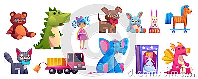 Cartoon set of toy shop goods Vector Illustration