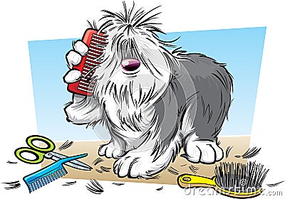 Cartoon shaggy dog Vector Illustration