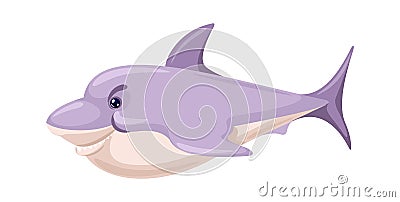 Cartoon shark, danger fish predator in sea and ocean Vector Illustration