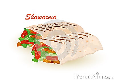 Pair of fresh shawarma dish Vector Illustration