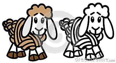 Cartoon sheep a woolly thread ball Vector Illustration