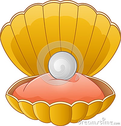 Cartoon Shell pearl Vector Illustration