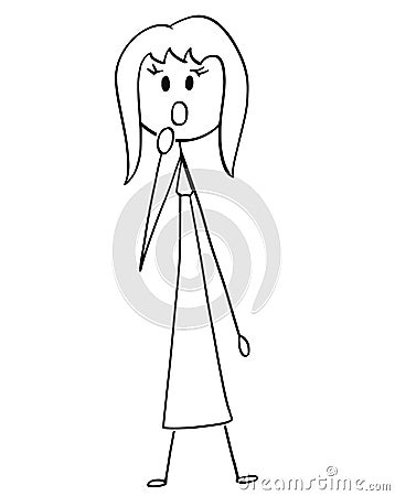 Cartoon of Shocked or Surprised Woman or Businesswoman Vector Illustration