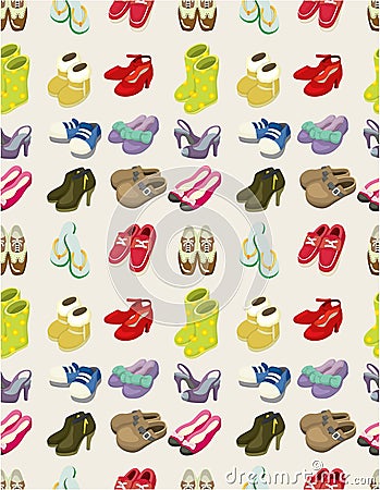 Cartoon shoes set seamless pattern Vector Illustration