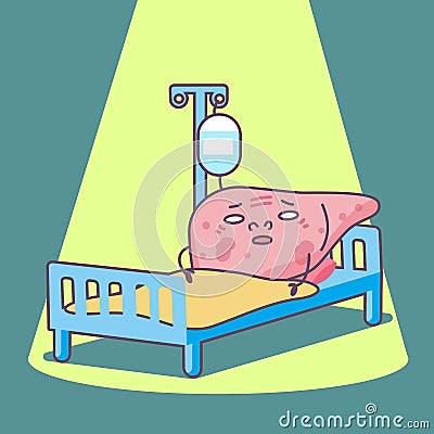 Cartoon sick liver Vector Illustration