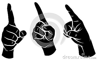 Cartoon silhouette human hands vector icons set Vector Illustration