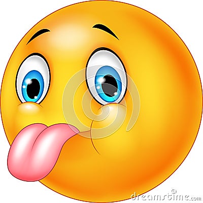 Cartoon silly face with tongue Vector Illustration