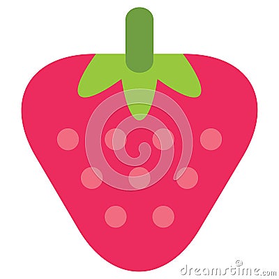 Cartoon simple juicy pink strawberry isolated in white ba Stock Photo