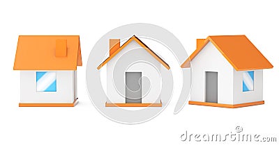 Cartoon Simple Small Houses. 3d Rendering Stock Photo