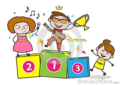 Cartoon Singers and Kid Celebrating Vector Concept Stock Photo