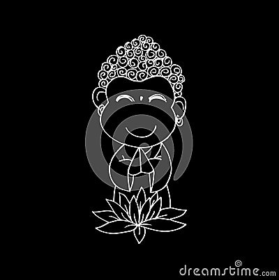 Cartoon Sithata Monk concentration Cartoon Illustration