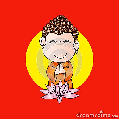 Cartoon Sithata Monk concentration Cartoon Illustration