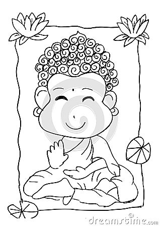 Cartoon Sithata Monk concentration Cartoon Illustration