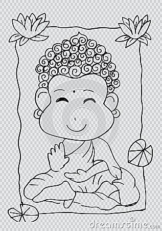 Cartoon Sithata Monk concentration Cartoon Illustration