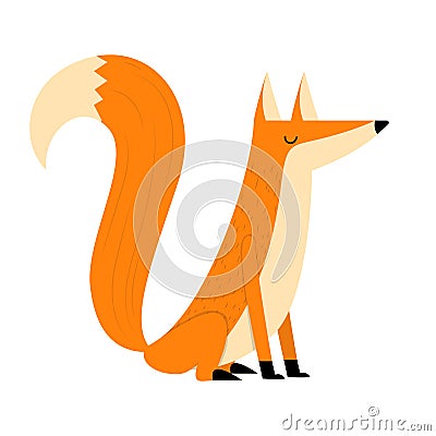 Cartoon sitting fox Vector Illustration