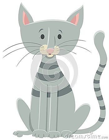 Cartoon sitting gray cat animal character Vector Illustration