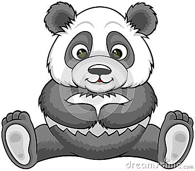 Cartoon sitting panda Vector Illustration