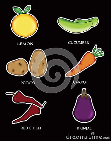 Cartoon six types of vegetables Cartoon Illustration