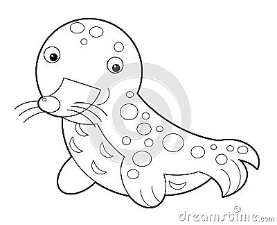 Cartoon sketch animal seal on white background illustration Cartoon Illustration