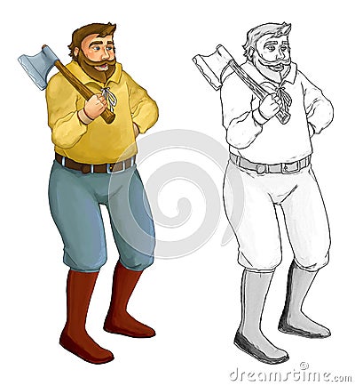 Cartoon sketch character lumberjack - illustration Cartoon Illustration