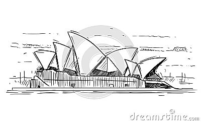 Cartoon Sketch of Sydney opera House, Australia Vector Illustration