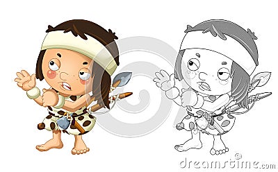 Cartoon sketch scene caveman barbarian warrior hunter fisherman illustration Cartoon Illustration