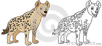 Cartoon sketch scene with hyena on white background - illustration Cartoon Illustration