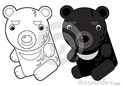 cartoon sketchbook asian scene with himalayan bear on white background - illustration Cartoon Illustration