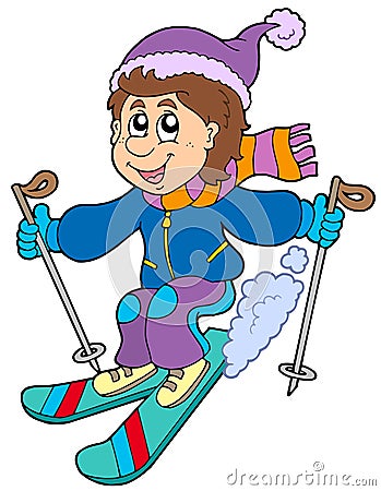 Cartoon skiing boy Vector Illustration