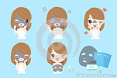 Cartoon skin care woman Vector Illustration